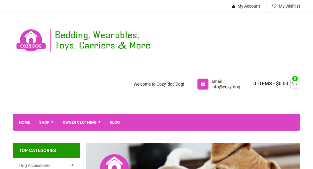 cozy.dog — Store Listed on Flippa Pet Niche Full Custom Designed Branding Amazon