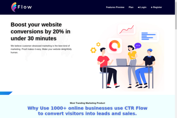 CTRFlow.com | SaaS Online Social Proof Marketing Tool - Social Proof Push Notification SaaS and Monthly Passive Income