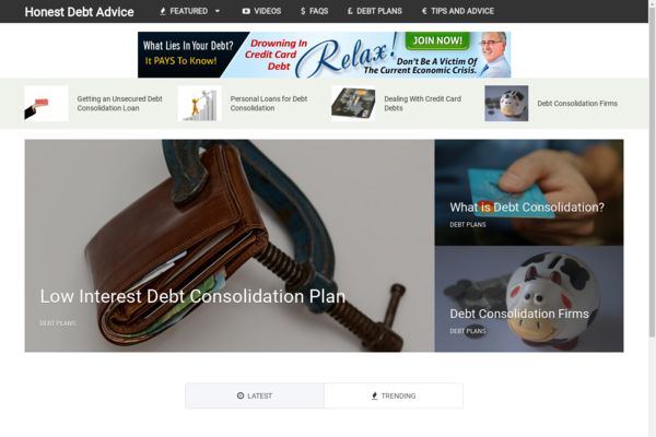 HonestDebtAdvice.com - Hot Niche! - Debt & Credit Blog - High CTR Theme - Amazon Ads! - BIN Bonuses!