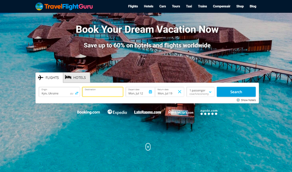 TravelFlightGuru.com - Automated Travel Site For Passive Income, Earn Up To $10k/mo on Flights, Hotels