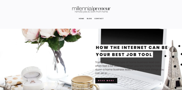 The Millennialpreneur - Catchy brandable domain name - Work from Home Blog - High income potential - Newbie Friendly Website