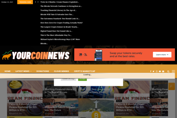 YourCoinNews.com - YourCoinNews.com - Fully Autopilot Crypto News & Marketcap Site (Earn $5K/Mo)